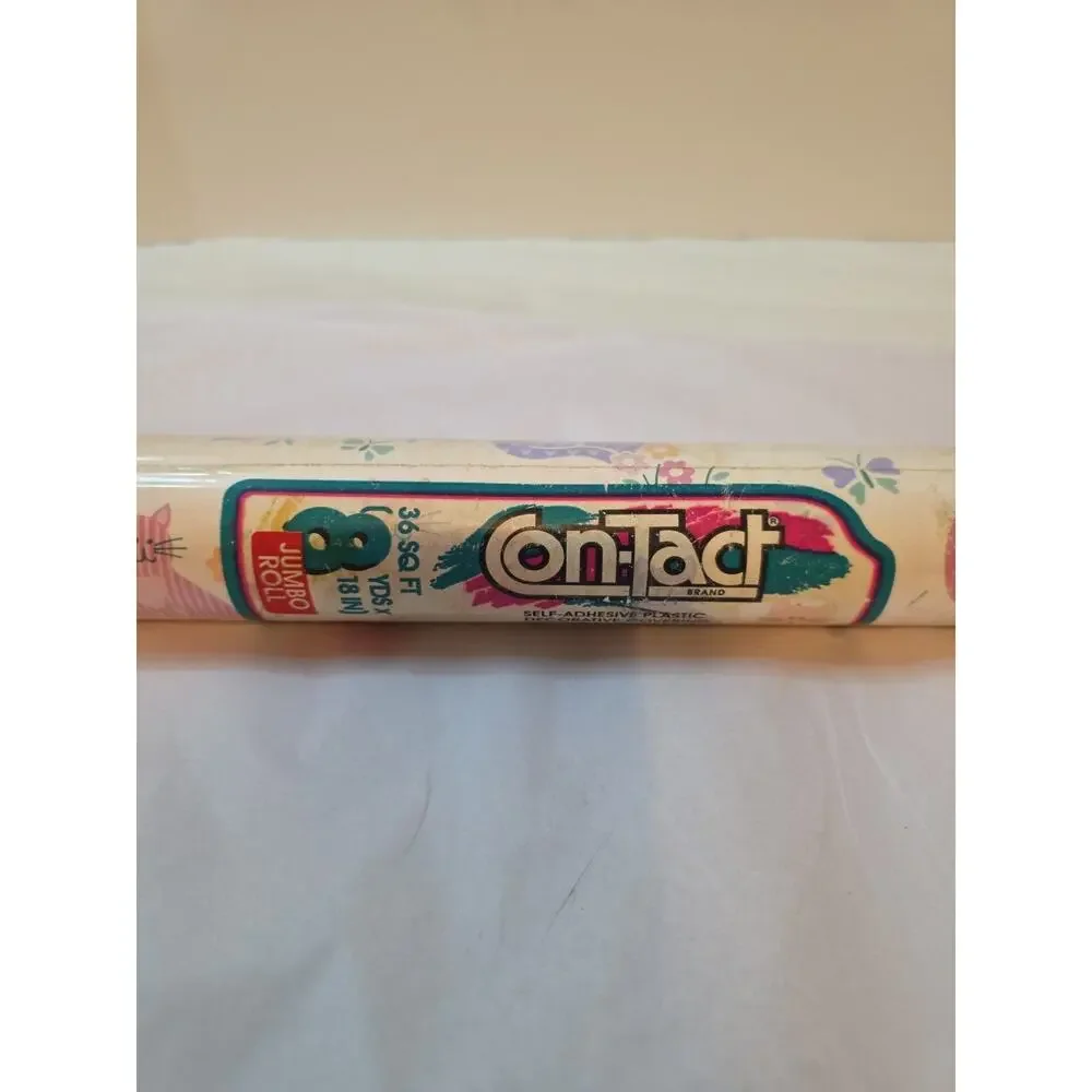 Rubbermaid Contact Paper Pink Purple Cats 1991 8 Yards x 18 In Vintage